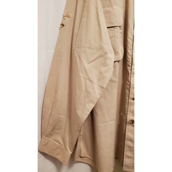 Wilderness Pro Men's Vented Fishing Button Up Long Sleeve Shirt Tan Size 3XL - Picture 3 of 5